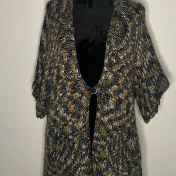 VTG Chunky Wool Jillian Nicole Knit One Button Cardigan Sweater - Picture 5 of 15